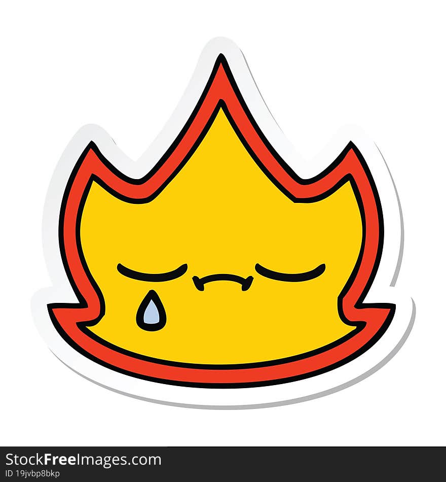 Sticker Of A Cute Cartoon Fire