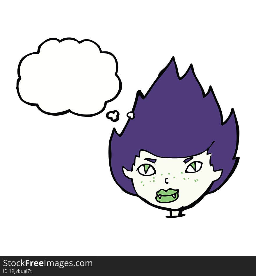 cartoon vampire head with thought bubble