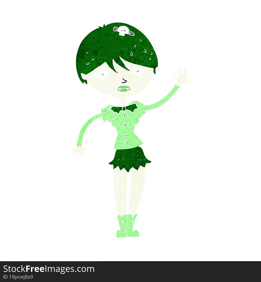 cartoon vampire girl waving