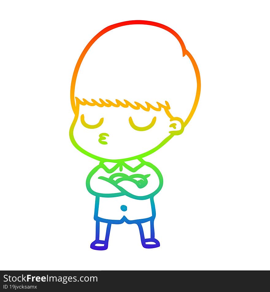 rainbow gradient line drawing cartoon calm boy