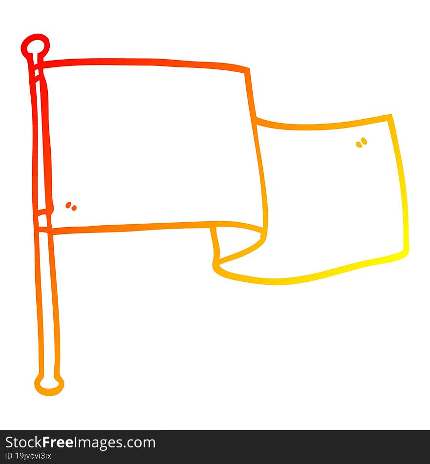 warm gradient line drawing cartoon white flag waving