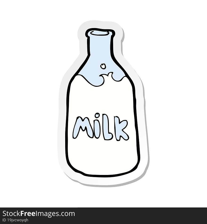 sticker of a cartoon bottle of milk