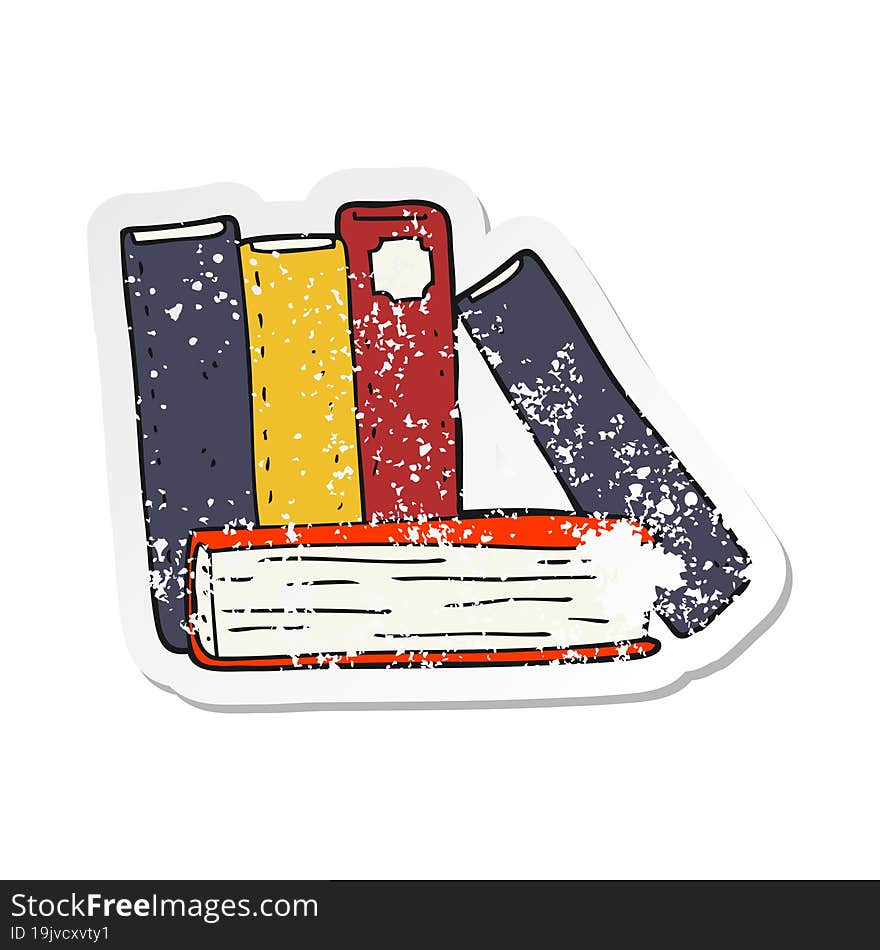 retro distressed sticker of a cartoon books