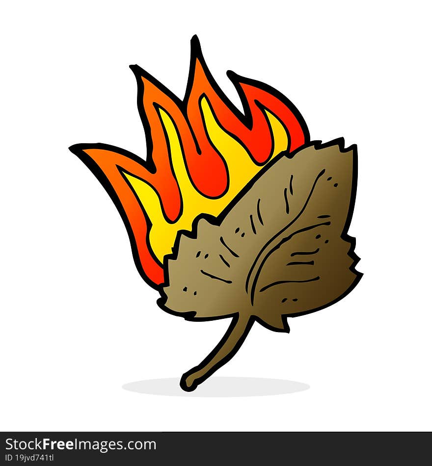 cartoon burning dry leaf symbol