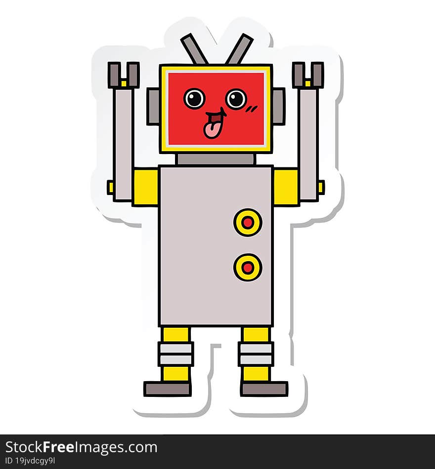 sticker of a cute cartoon robot