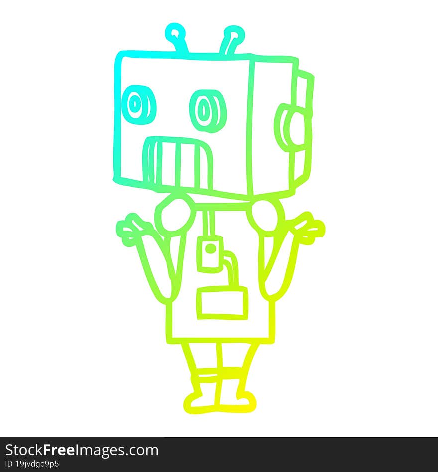 cold gradient line drawing cartoon robot