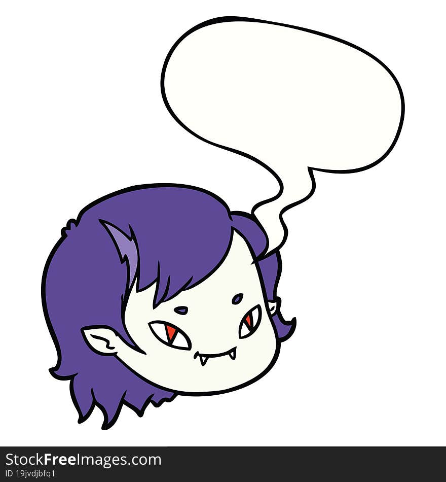 cartoon vampire girl face and speech bubble