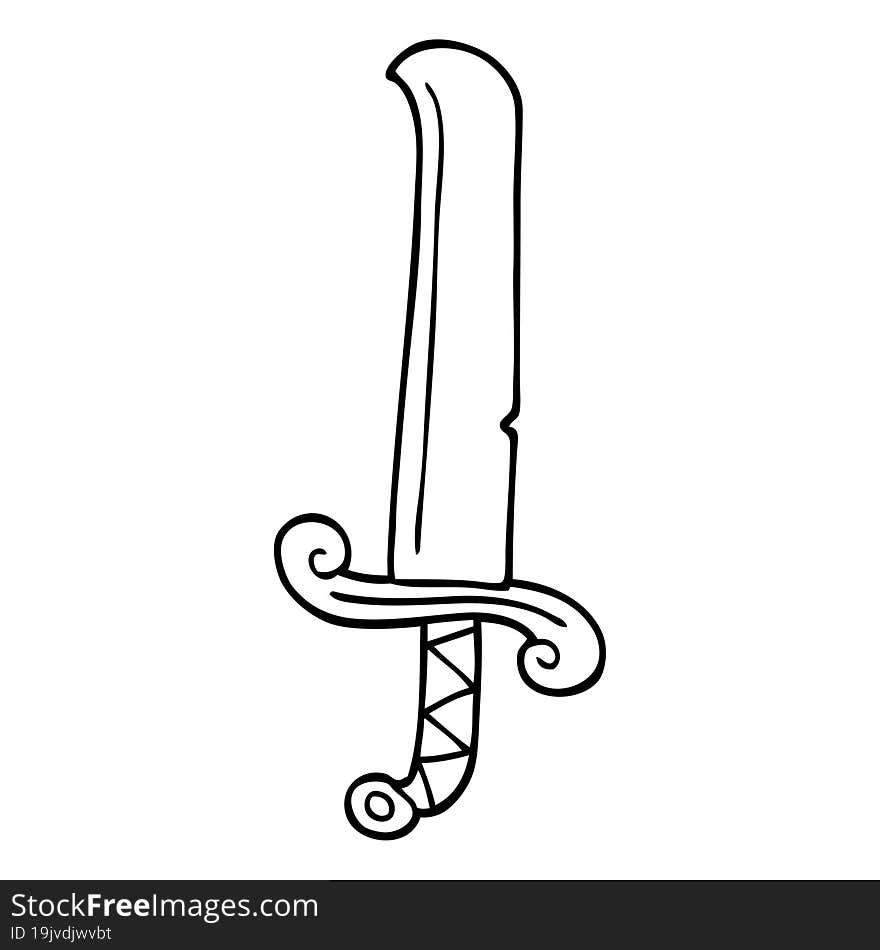 line drawing cartoon long sword