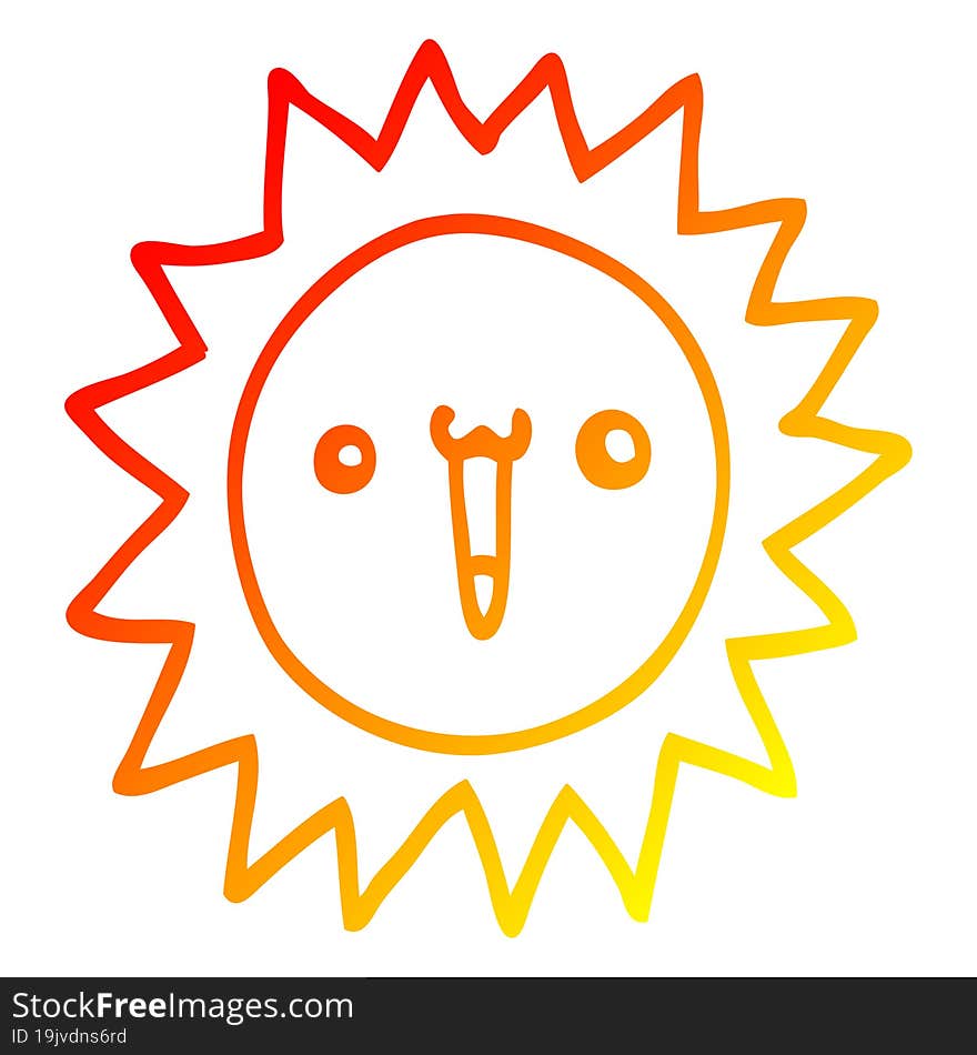 Warm Gradient Line Drawing Cartoon Sun