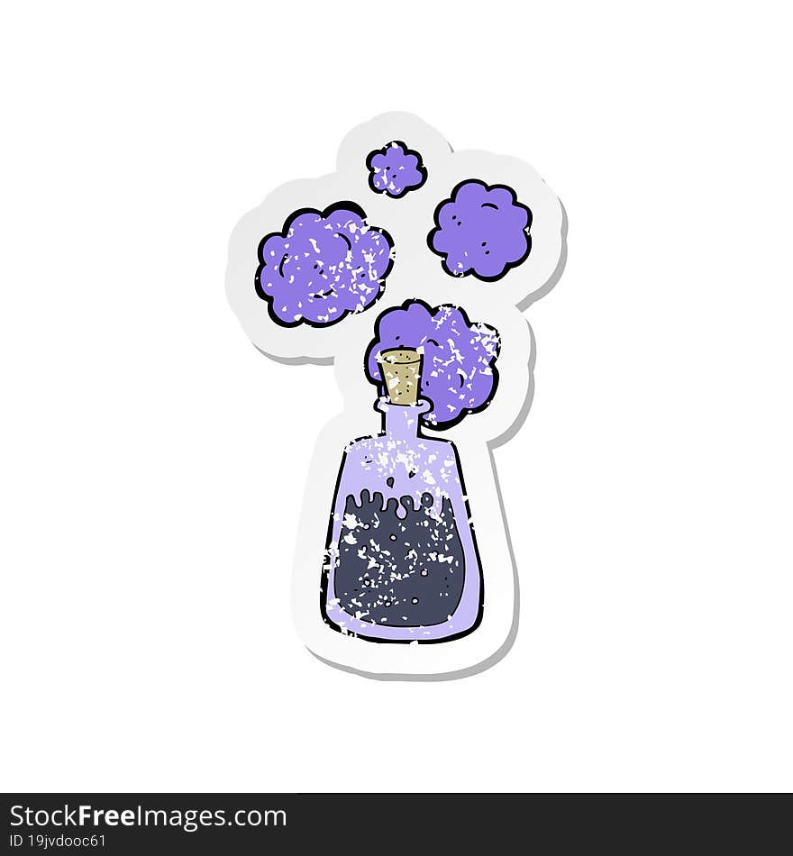 Retro Distressed Sticker Of A Cartoon Magic Potion