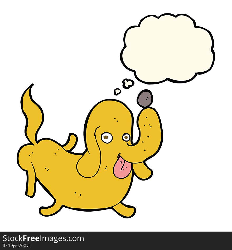 cartoon dog sticking out tongue with thought bubble