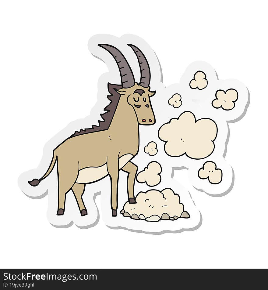 sticker of a cartoon antelope