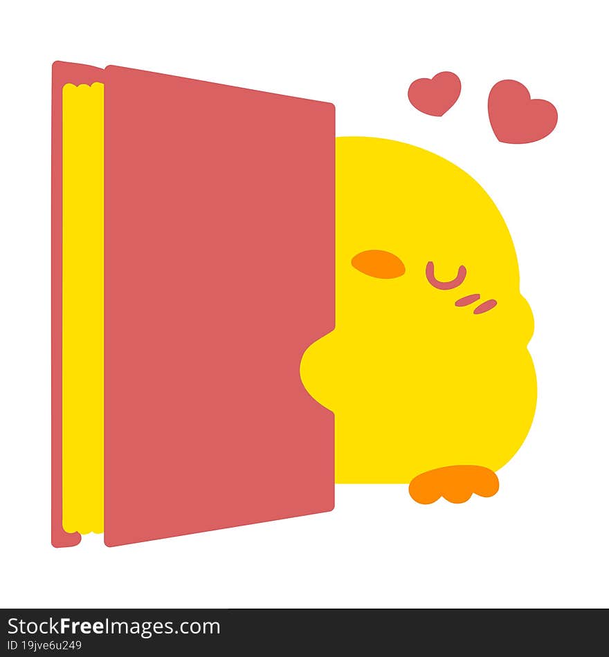 cute baby bird holding book