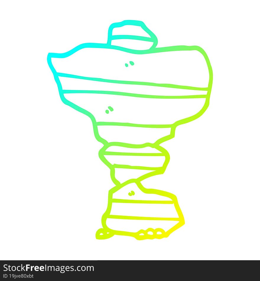 cold gradient line drawing of a cartoon of stacked stone