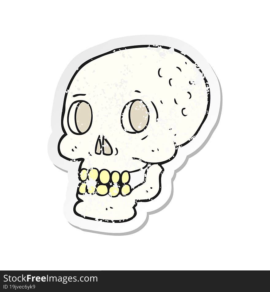 retro distressed sticker of a cartoon halloween skull