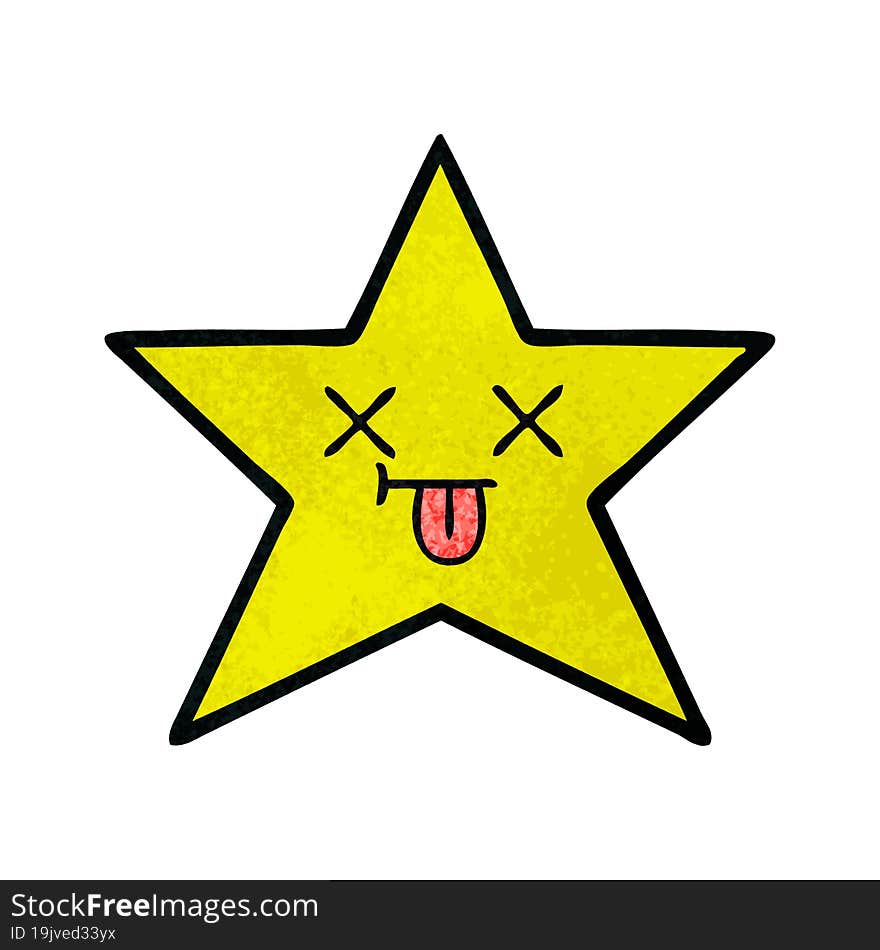 retro grunge texture cartoon of a gold star