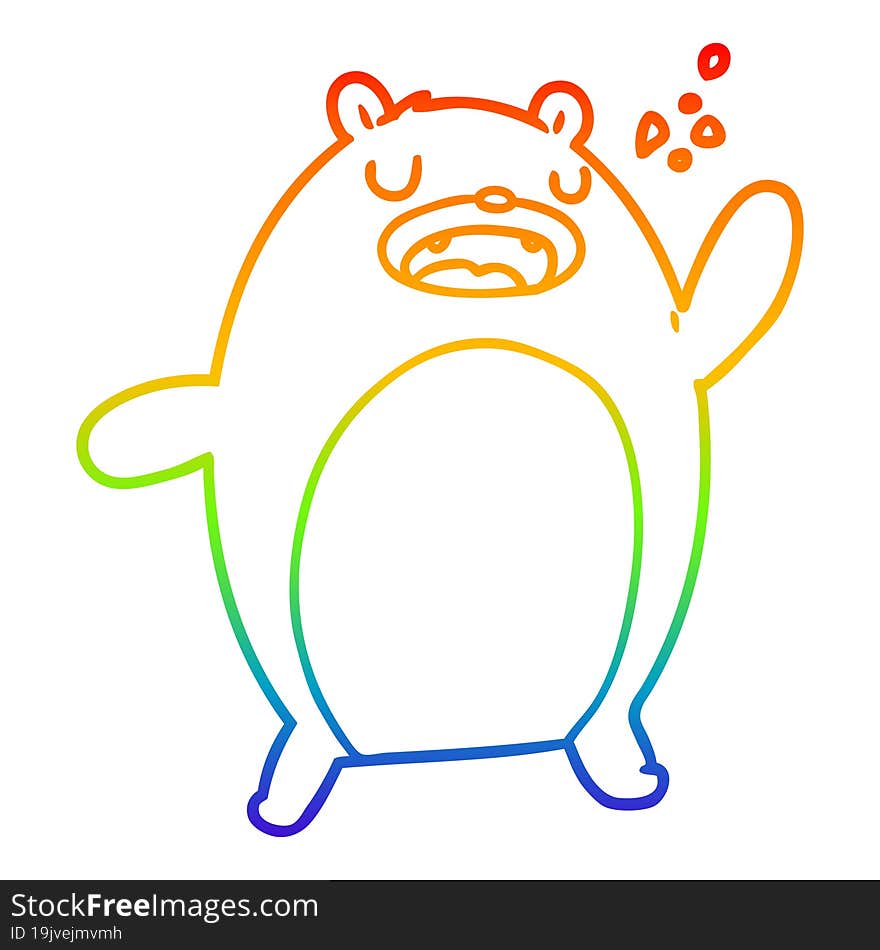 rainbow gradient line drawing funny cartoon bear