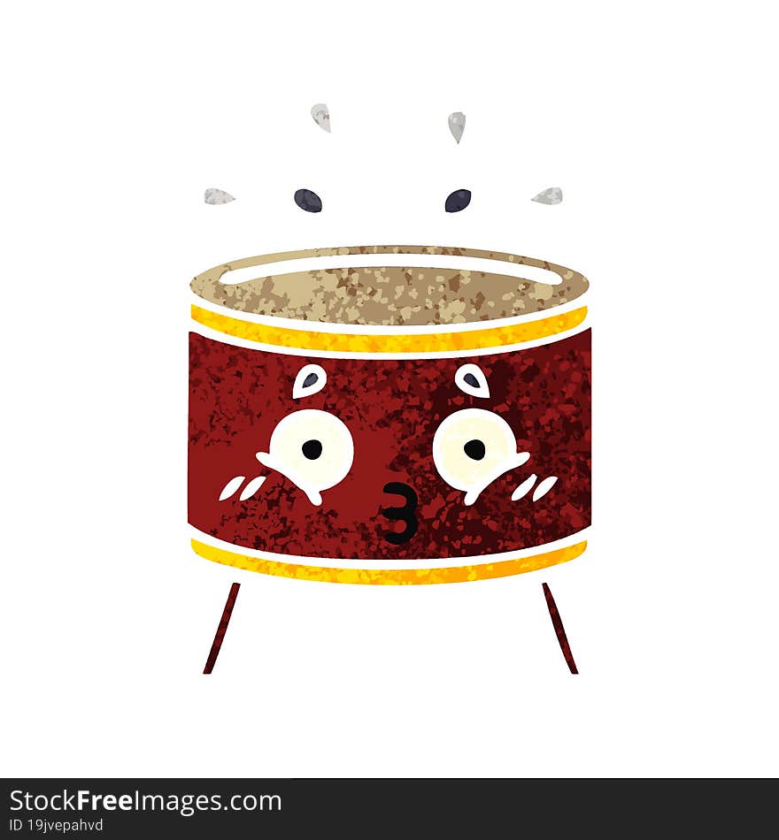 retro illustration style cartoon drum