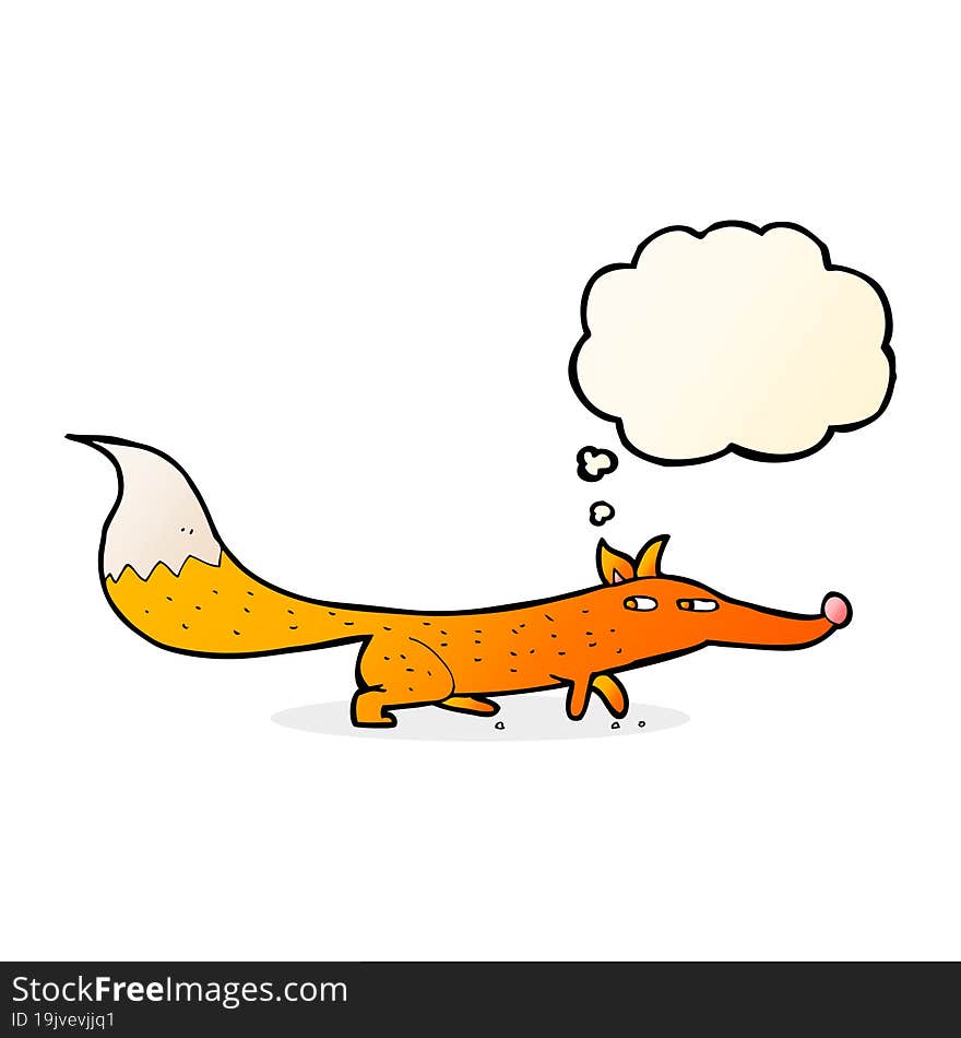 cartoon little fox with thought bubble