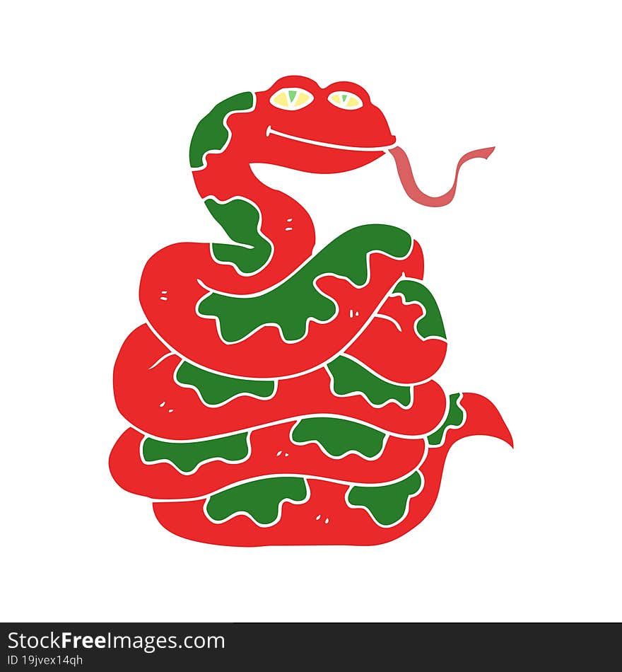 flat color style cartoon snake