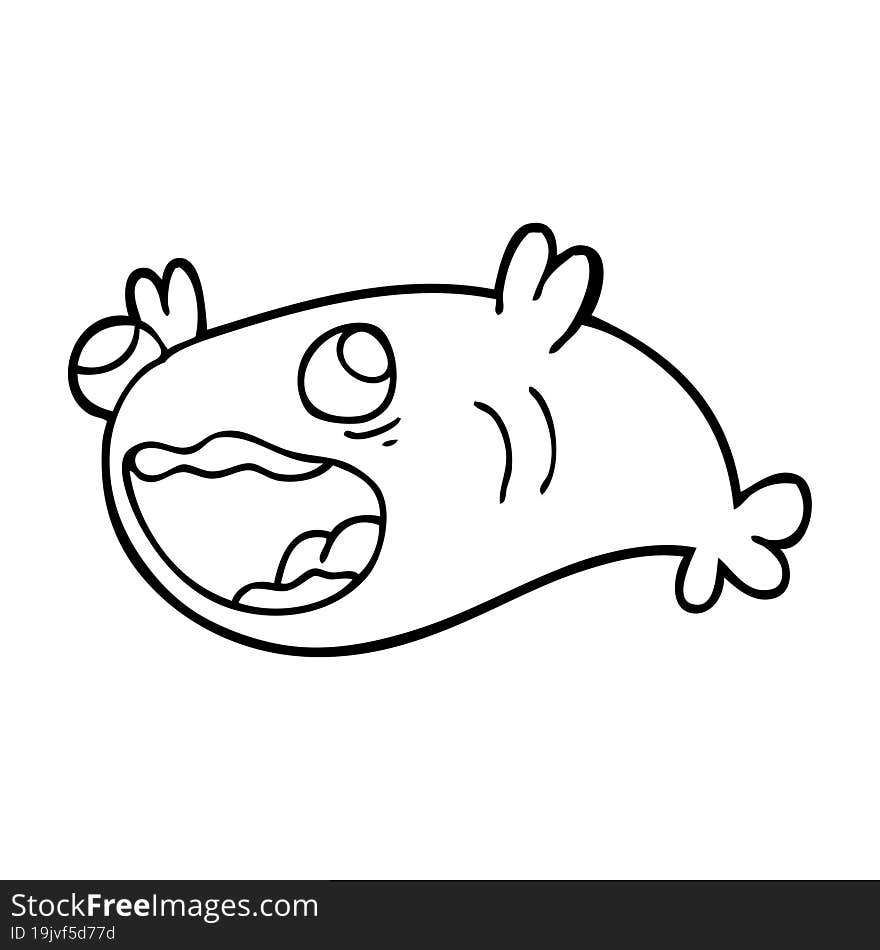 line drawing cartoon of a fish