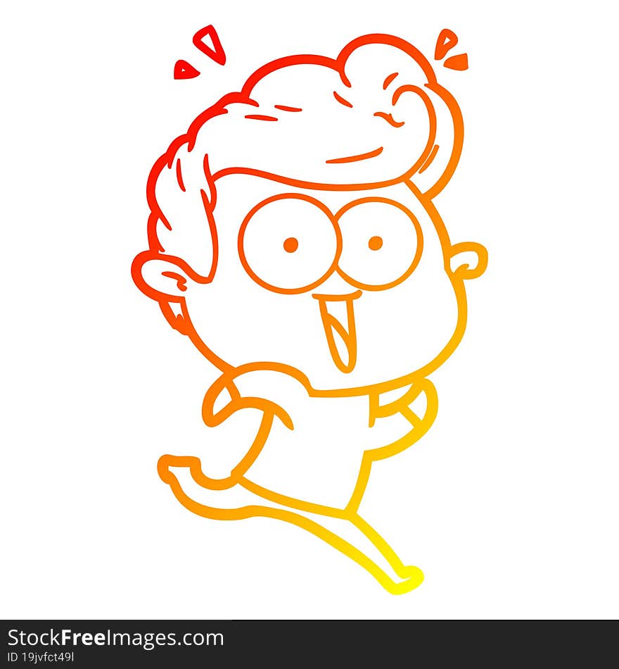 Warm Gradient Line Drawing Cartoon Excited Man