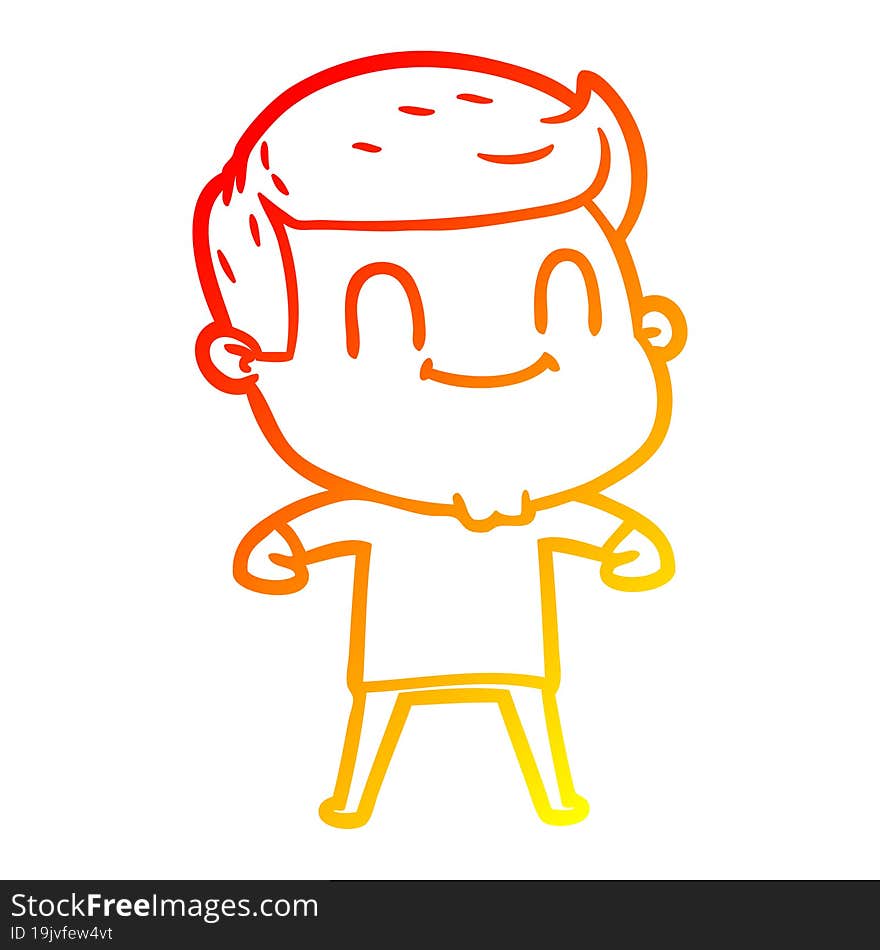 Warm Gradient Line Drawing Cartoon Friendly Man