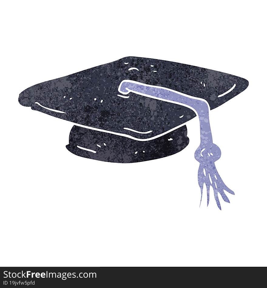 freehand retro cartoon graduation cap