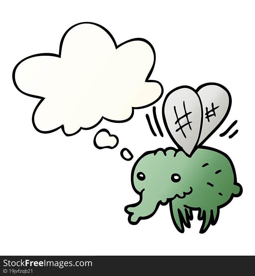 cartoon fly with thought bubble in smooth gradient style