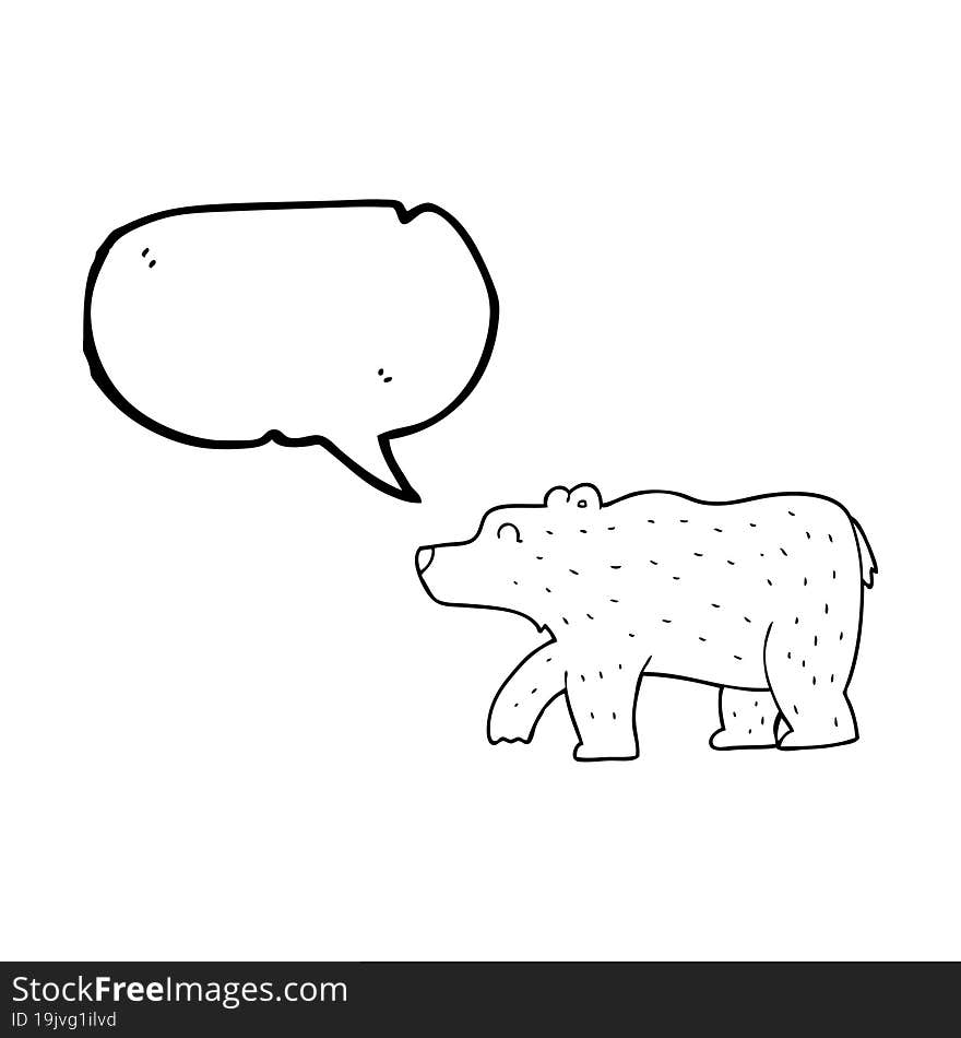 freehand drawn speech bubble cartoon bear