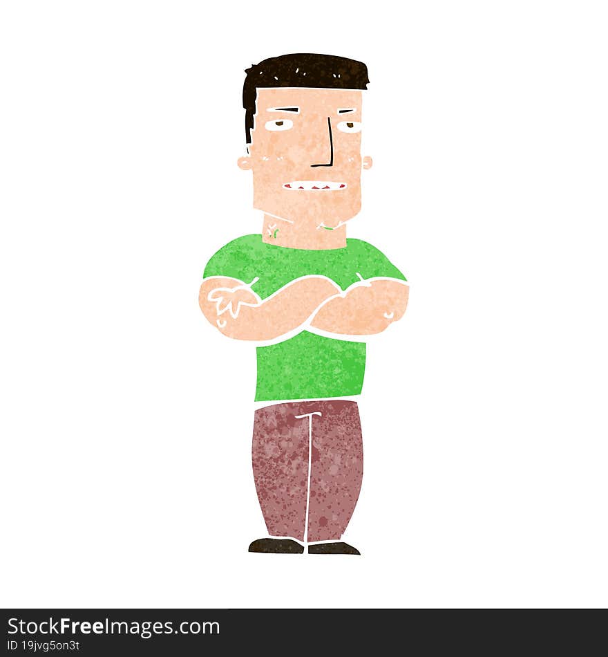 Cartoon Tough Guy With Folded Arms