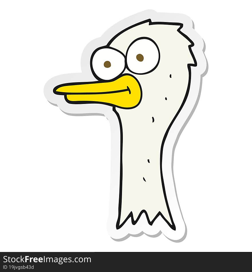 sticker of a cartoon ostrich head