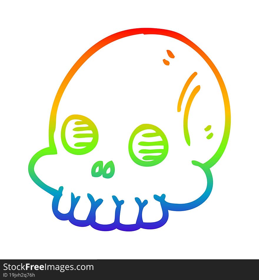 rainbow gradient line drawing cartoon halloween skull