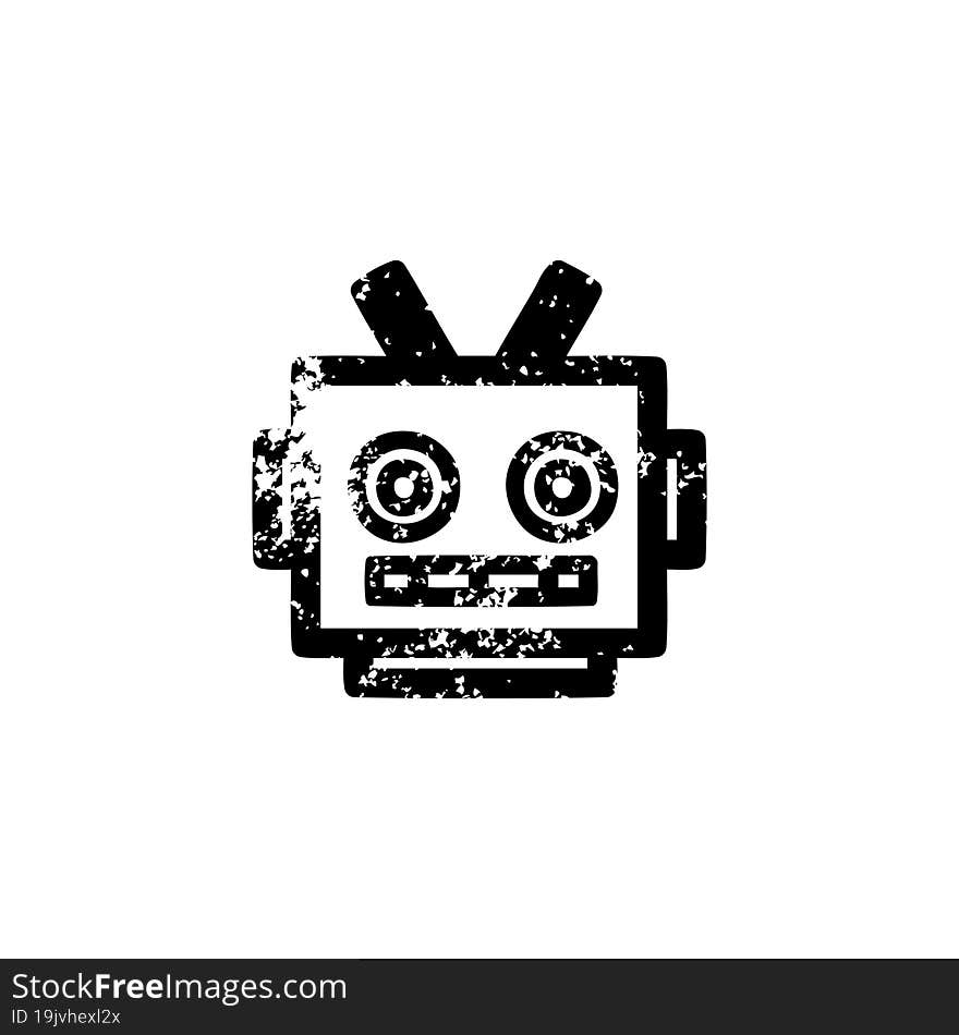 robot head distressed icon