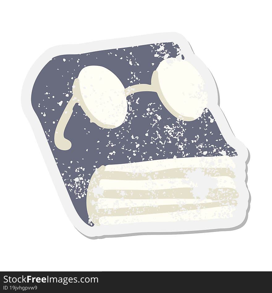 Book Wearing Glasses Grunge Sticker