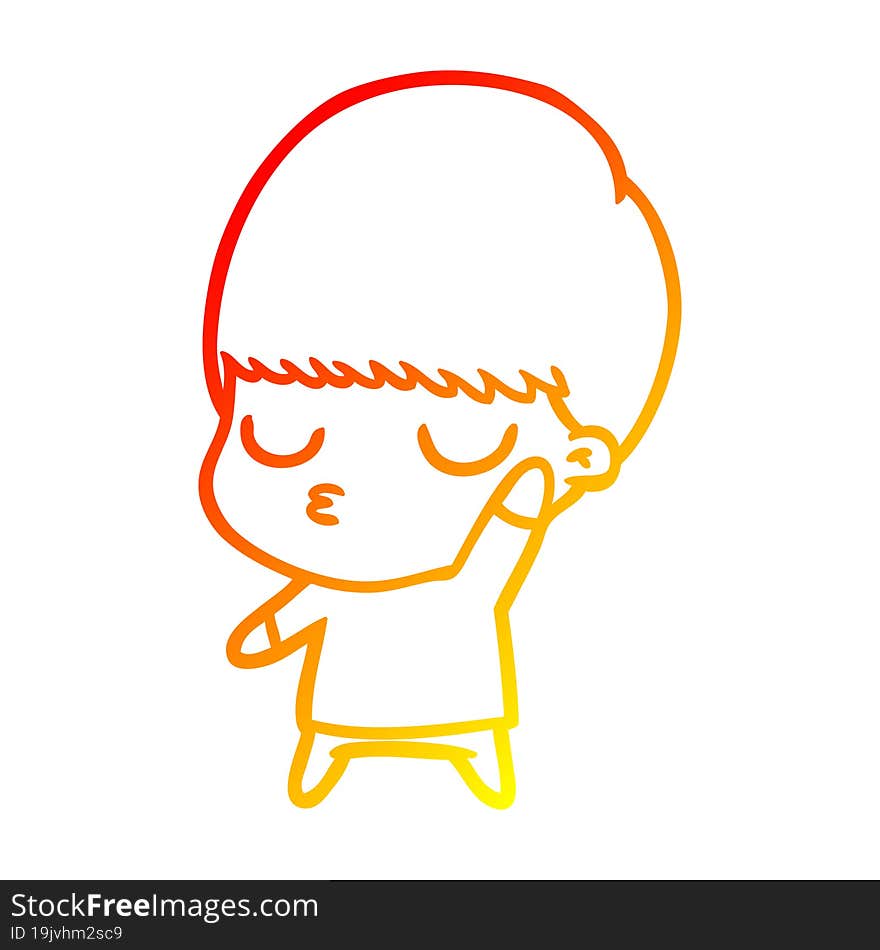 warm gradient line drawing cartoon calm boy