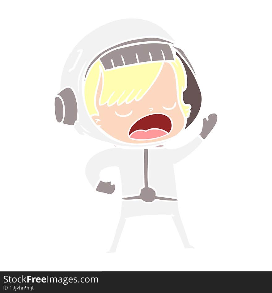 flat color style cartoon talking astronaut