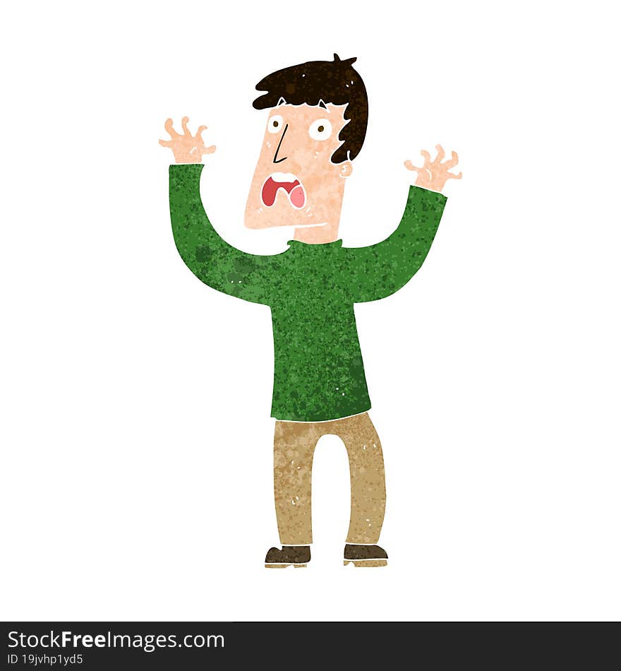 cartoon frightened man