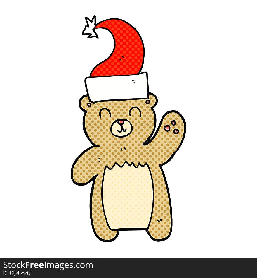 cartoon teddy bear waving