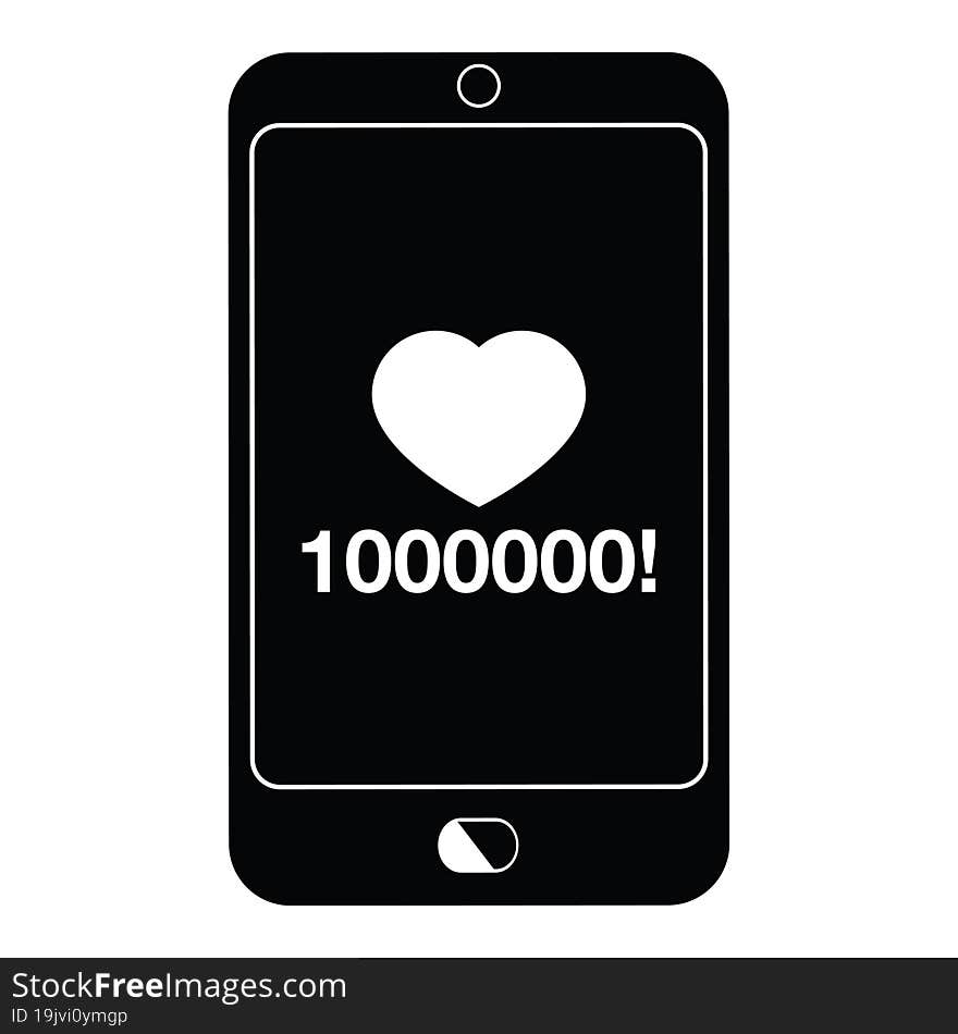 Mobile Phone Showing 1000000 Likes Graphic Icon