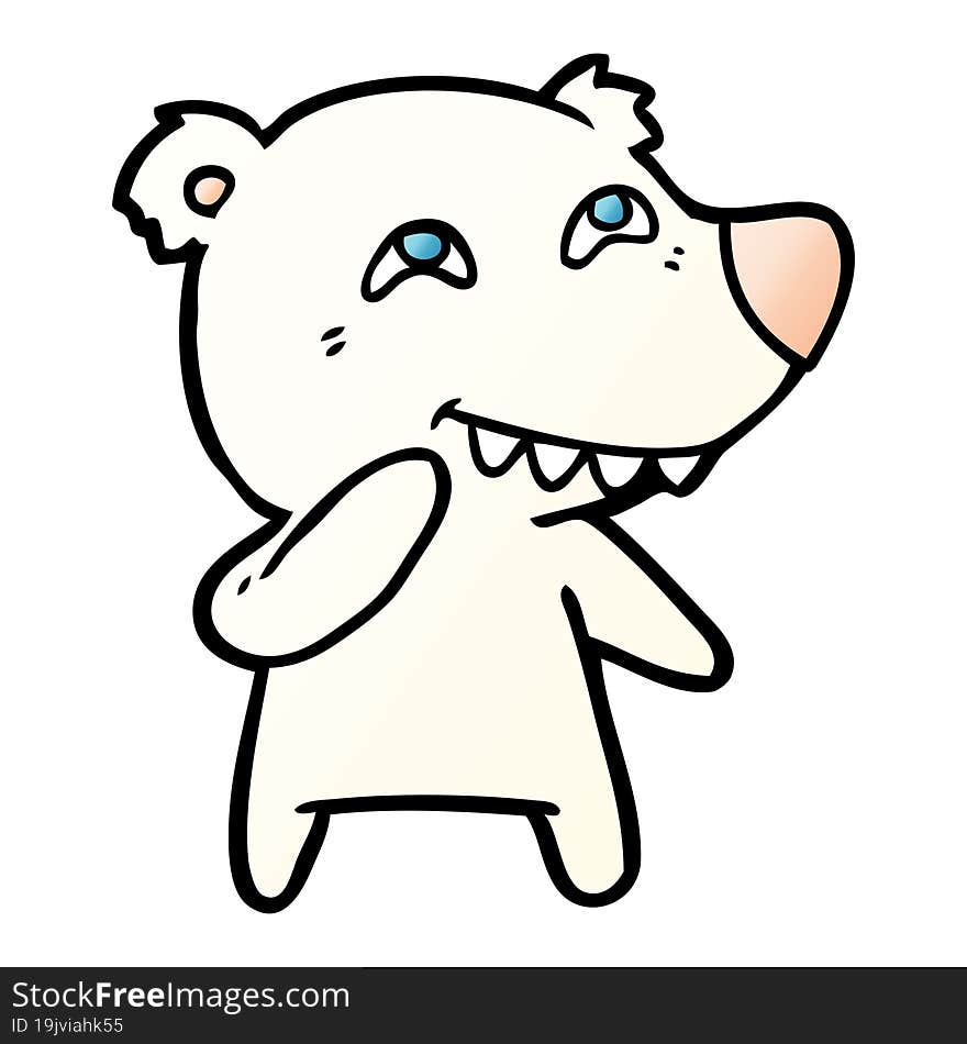 cartoon polar bear showing teeth. cartoon polar bear showing teeth