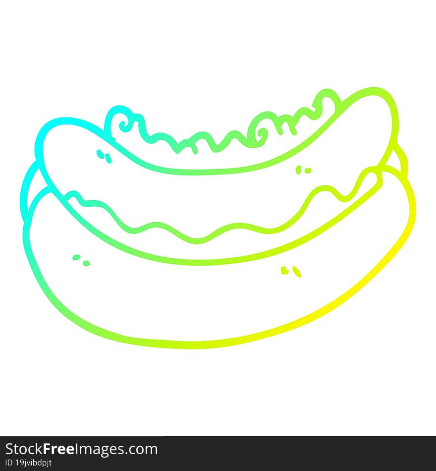 cold gradient line drawing cartoon hotdog