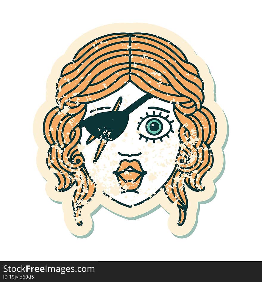 grunge sticker of a human rogue character. grunge sticker of a human rogue character