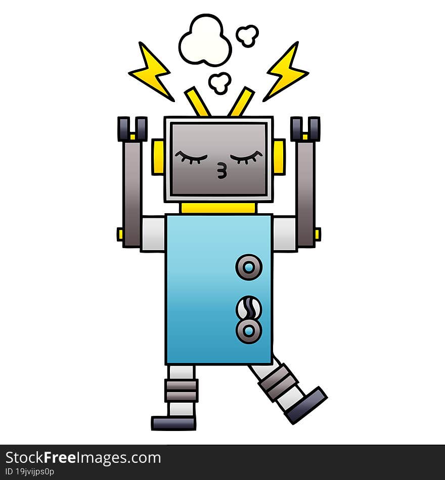 gradient shaded cartoon malfunctioning robot