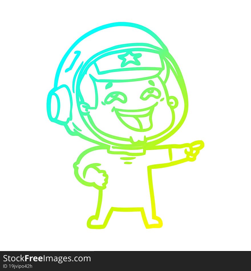 cold gradient line drawing cartoon laughing astronaut