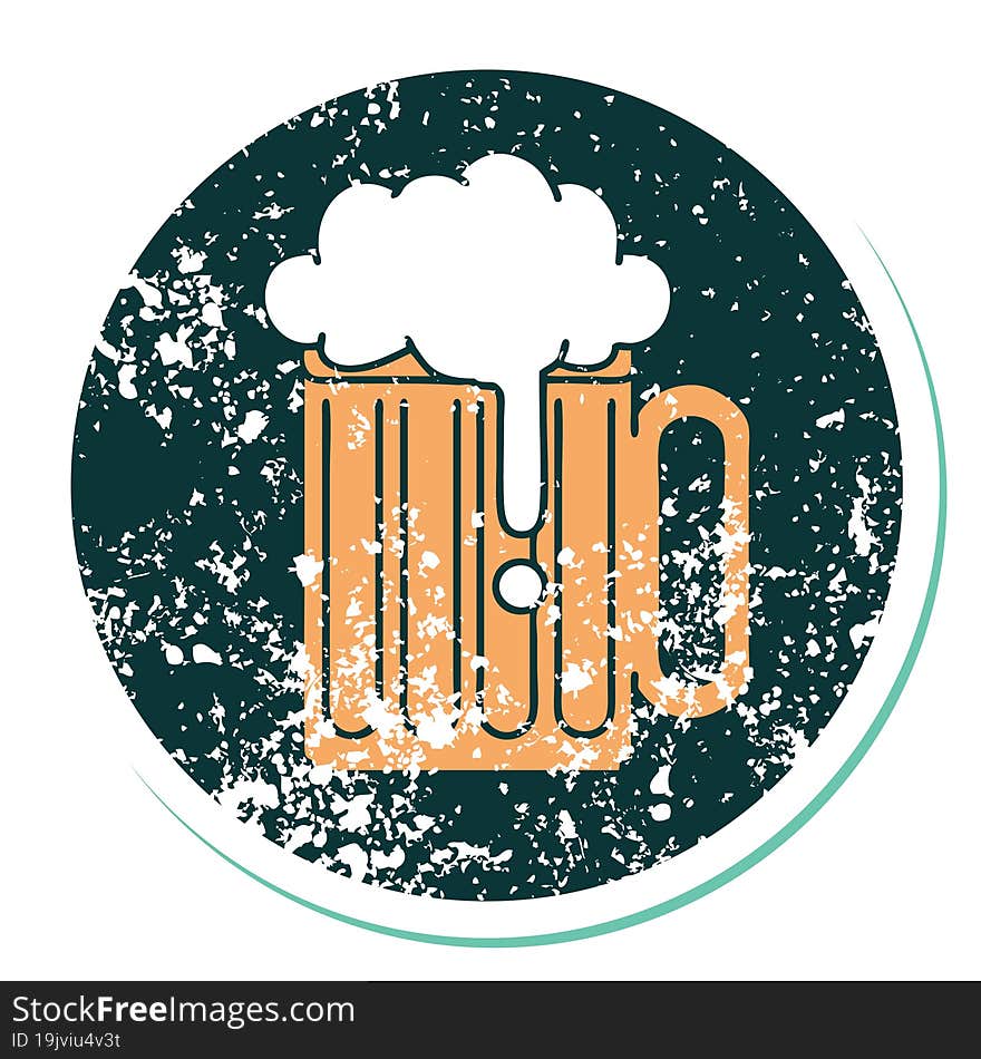 distressed sticker tattoo style icon of a beer tankard