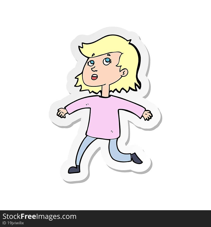 sticker of a cartoon woman