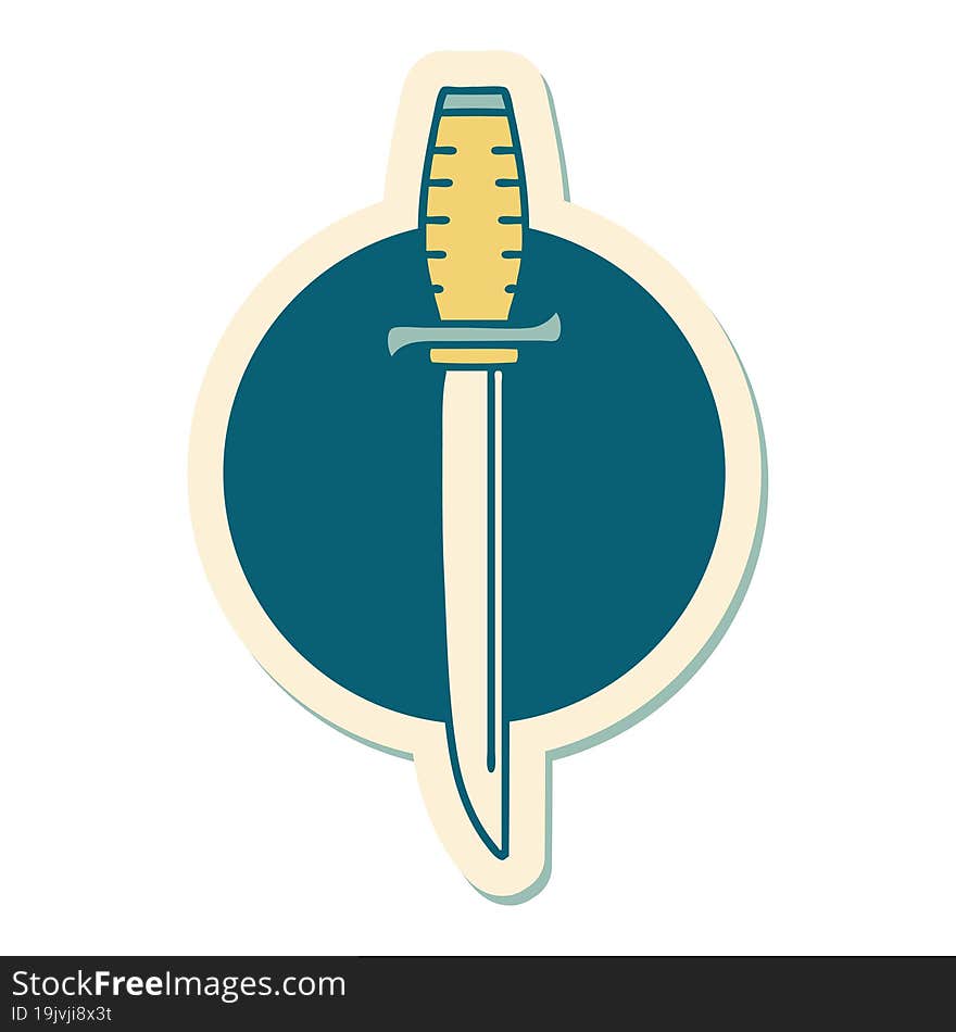 sticker of tattoo in traditional style of a dagger. sticker of tattoo in traditional style of a dagger