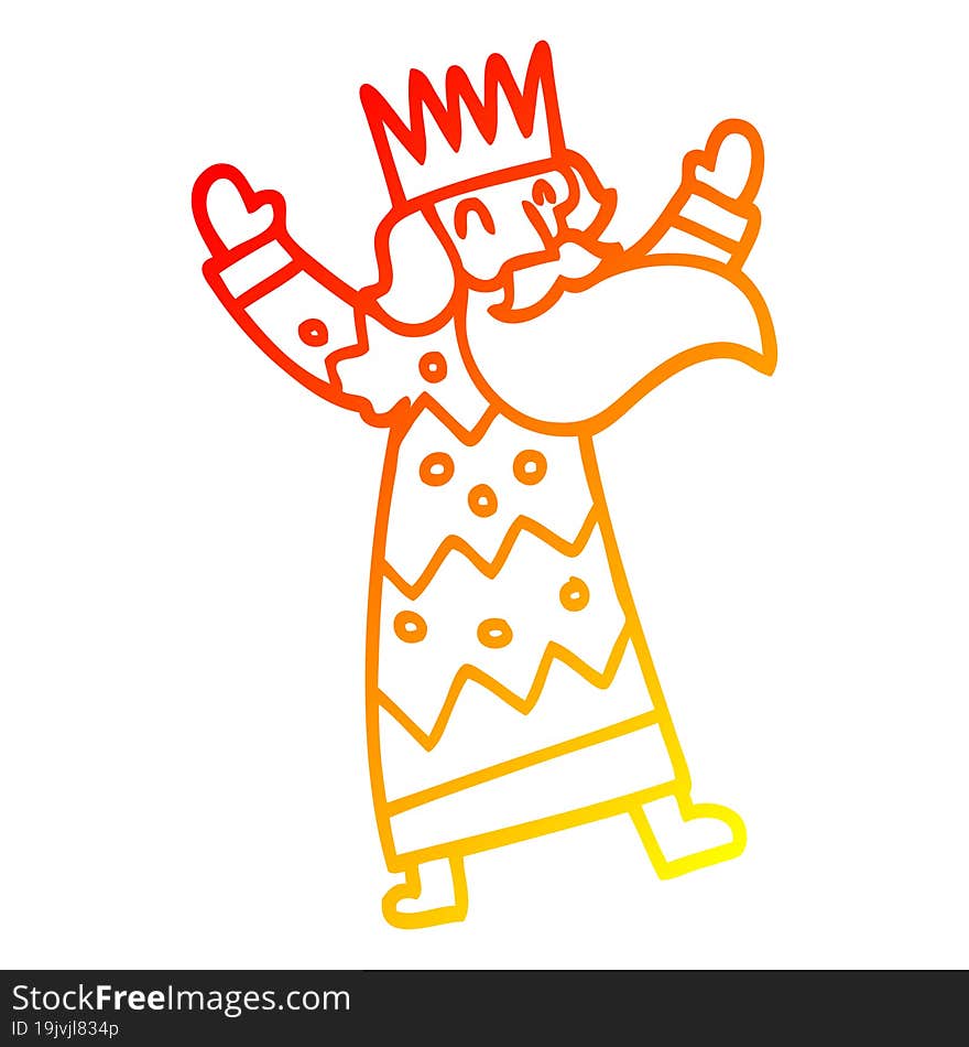 warm gradient line drawing of a cartoon jolly king