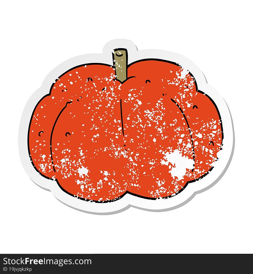 distressed sticker of a cartoon pumpkin